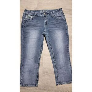 Love Indigo Premium Women's Denim Blue Jeans Embroidered Rear Pockets Size 10